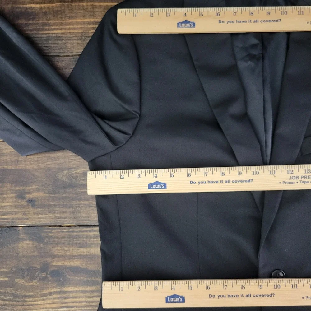 APT.9 Men's Sport Coat Blazer Two Button Black Poly Blend Premier Flex‎ 42L SLIM